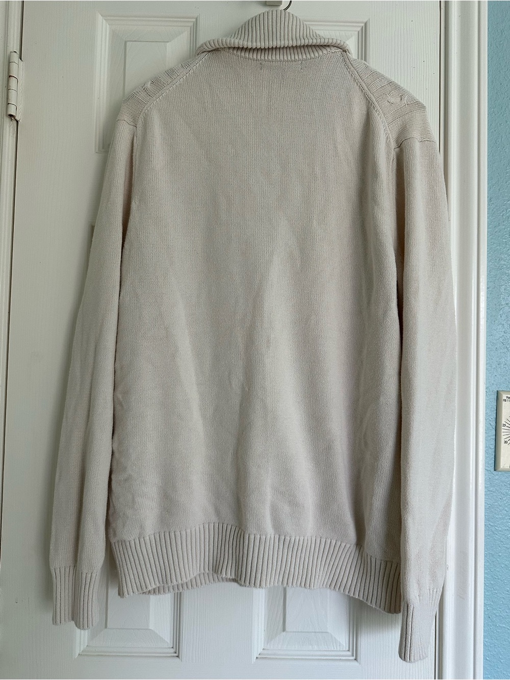 Banana Republic shawl collar cardigan cable knit pattern off-white color Large - Picture 4 of 6